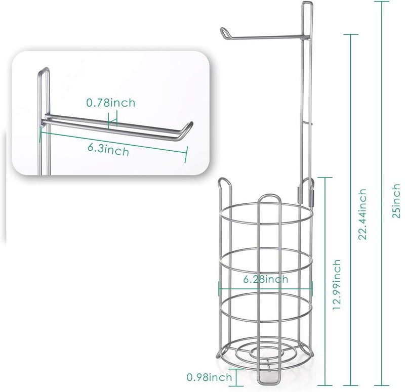 TomCare Toilet Paper Holder Toilet Paper Stand Free-Standing Toilet Tissue Paper Roll Bathroom Storage Shelf and Dispenser for 3 Spare Rolls Metal Wire Bathroom Accessories Storage Organizer - Image 3